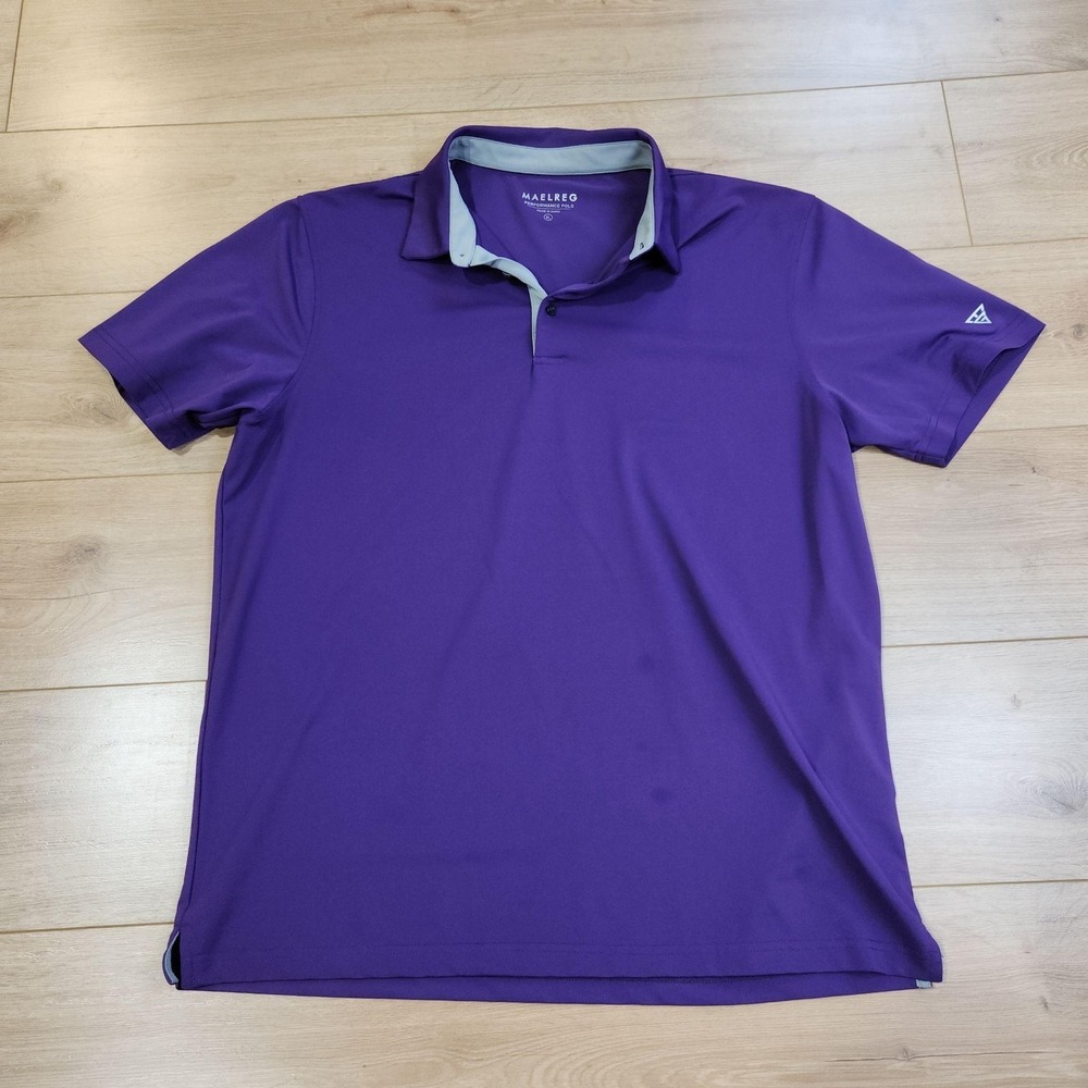 MAELREG Performance Polo Shirt Mens‎ XL Purple Short Sleeve Golf Lightweight